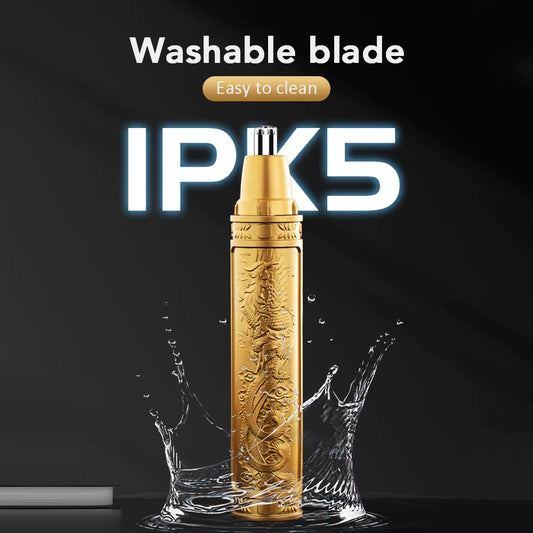 Golden Dragon & Phoenix Nose Hair Trimmer – Professional Nostril Hair Cutter – Waterproof Washable Blade Head – Compact & Portable Luxury Grooming for Men & Women