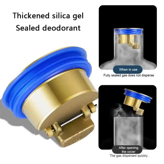 All-Copper Floor Drain Core – Odor-Proof & Anti-Backflow Sewage Plug – Universal Deodorizing Drain Filter with Integrated Hair Stopper (Gold/Silver)