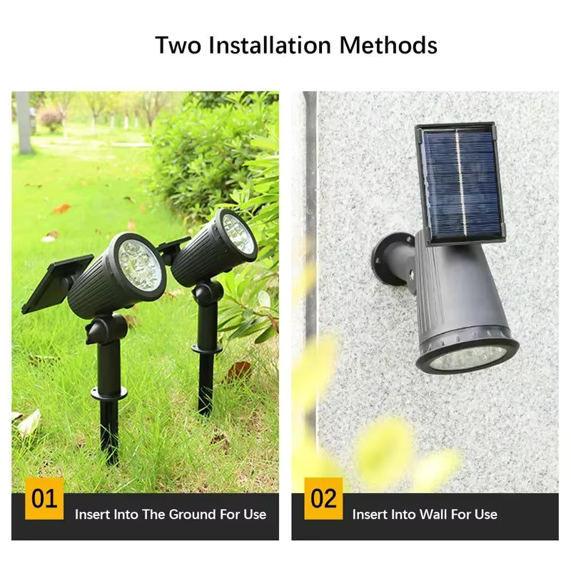 مصابيح سبوت LED تعمل بالطاقة الشمسية للمناظر الطبيعية - مصابيح خارجية تعمل بالطاقة الشمسية مقاومة للماء بمعيار IP65 للحديقة والعشب والفناء والممر (ألوان متعددة / أبيض / أبيض دافئ)