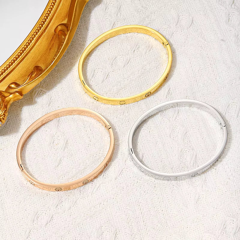 CARLIDANA Gold Cross Bracelet & Bangle for Women - Waterproof Stainless Steel (EGBT500)