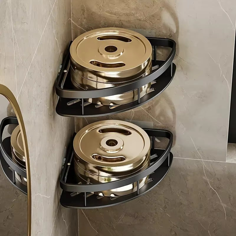 Étagère de Douche d'Angle à Tension en Acier Inoxydable – Organiseur de Salle de Bain Mural pour Articles de Toilette et Accessoires