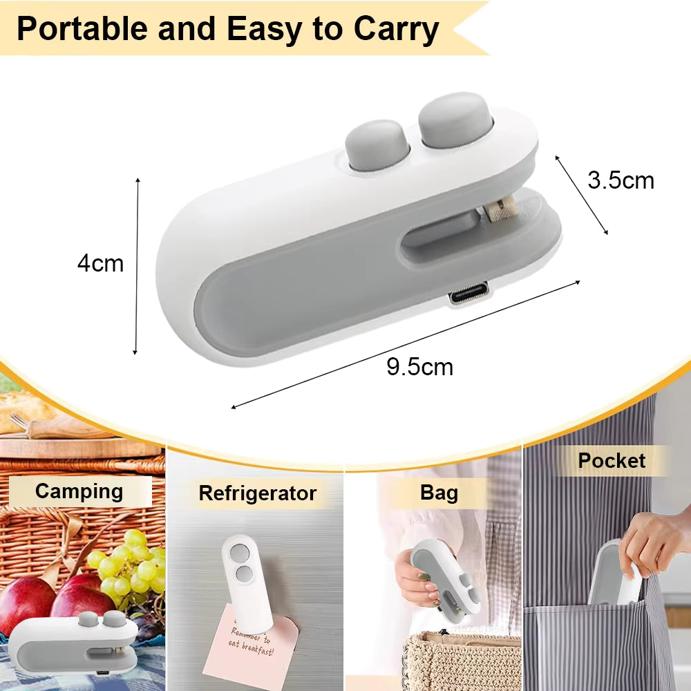 Mini Portable Heat Bag Sealing Machine - Handheld Food Package Sealer & Resealer - Thermal Vacuum Plastic Bag Sealer Clip for Food Storage & Preservation