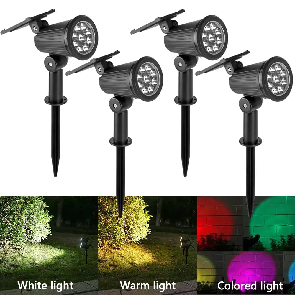 مصابيح سبوت LED تعمل بالطاقة الشمسية للمناظر الطبيعية - مصابيح خارجية تعمل بالطاقة الشمسية مقاومة للماء بمعيار IP65 للحديقة والعشب والفناء والممر (ألوان متعددة / أبيض / أبيض دافئ)