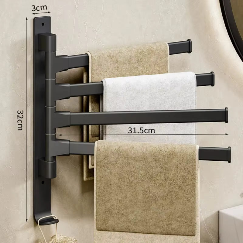 Porte-serviettes pivotant en aluminium spatial – Support de serviettes orientable à 180° – Cintre mural multi-barres pour salle de bain et cuisine (2/3/4/5 couches)