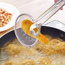 Cuillère-passoire 2-en-1 avec pince – Écumoire de friture et pince alimentaire en acier inoxydable pour la cuisine