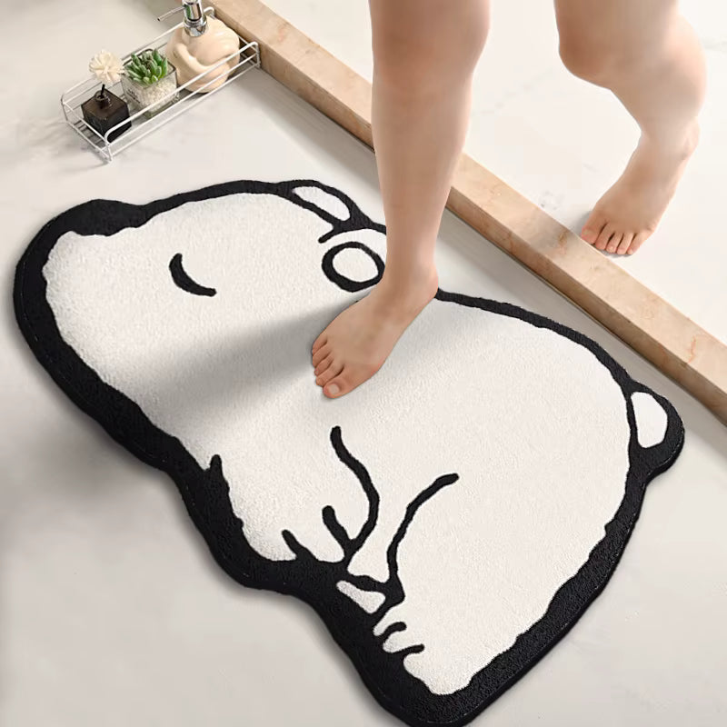 Thickened Special-Shaped Animal Bath Mat – Absorbent Flannel Floor Mat – Non-Slip & Dirt-Resistant Cute Dog, Bear, and Cat Shaped Rugs for Bathroom & Shower