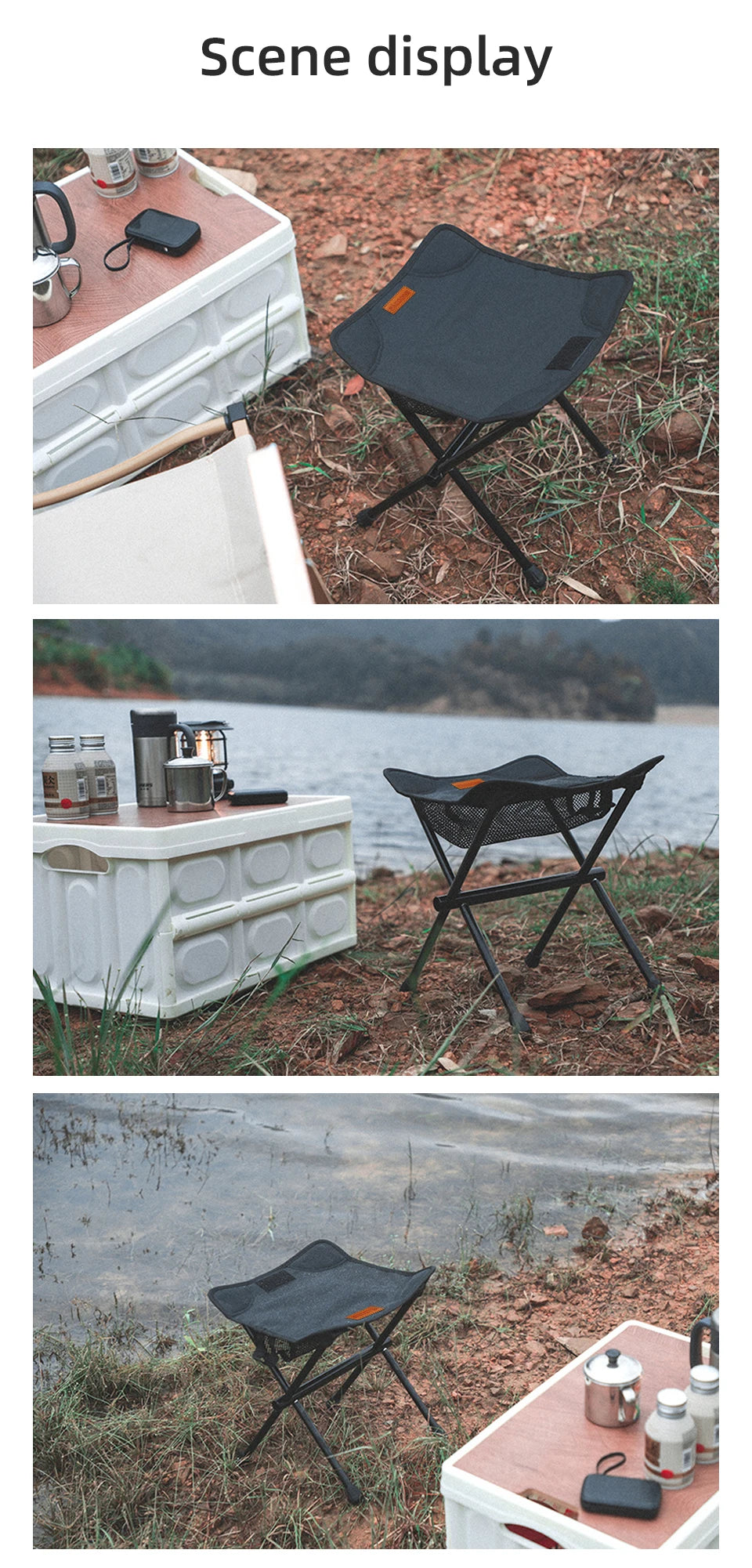 Tabouret de camping pliant portable PACOONE – Chaise ultralégère en alliage d'aluminium pour la pêche, les pique-niques et les activités de plein air
