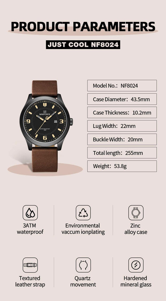 NAVIFORCE Leather Men Watch (NF8024)