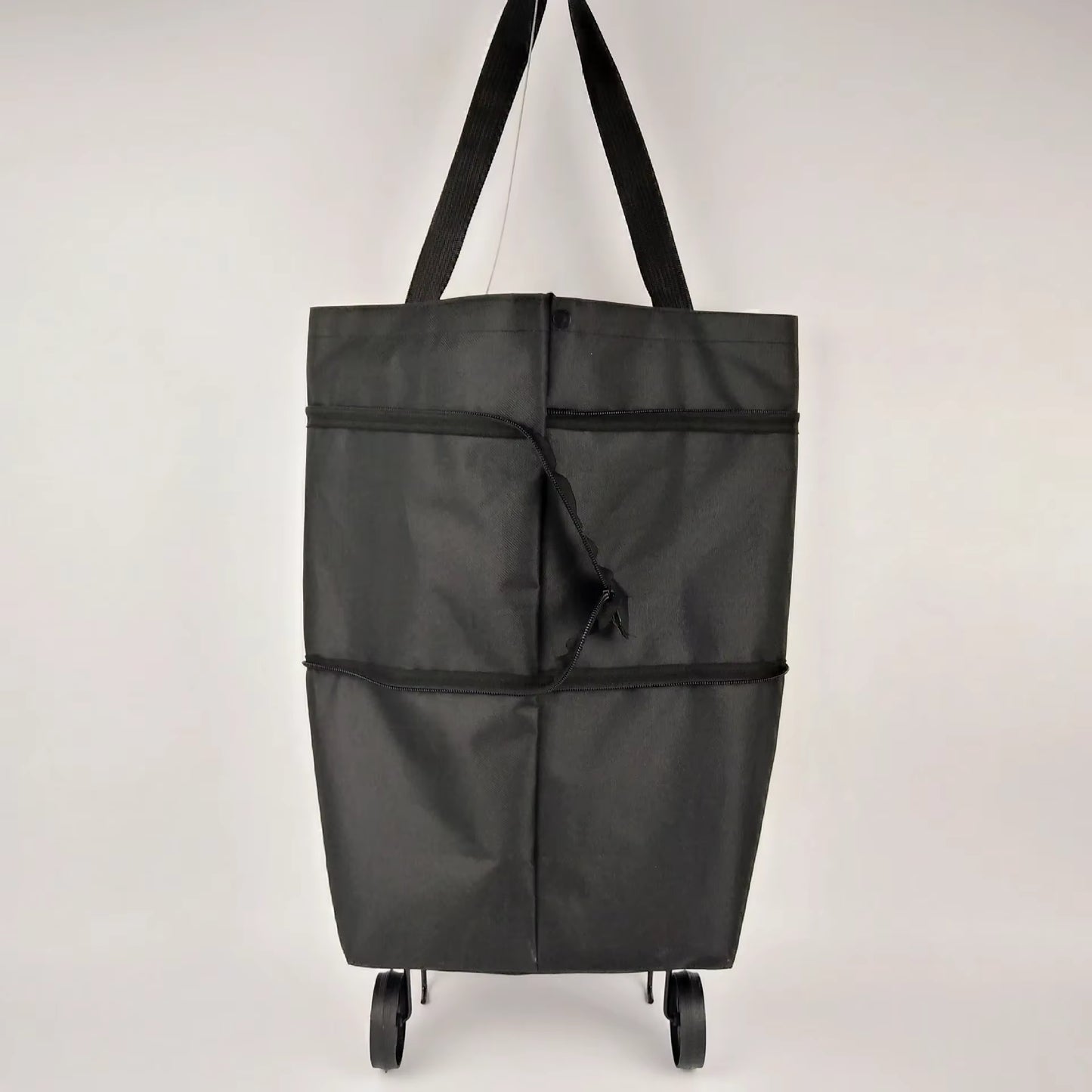 Portable Foldable Wheeled Shopping Cart - Lightweight Grocery Hand Pull Trolley - Durable Large Capacity Backpack Style Bag for Home Use