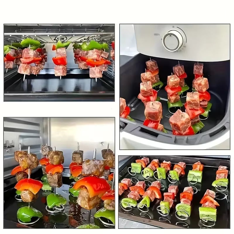 10-Piece Air Fryer Skewer Set – Universal 304 Stainless Steel Vertical Grill & Baking Needles