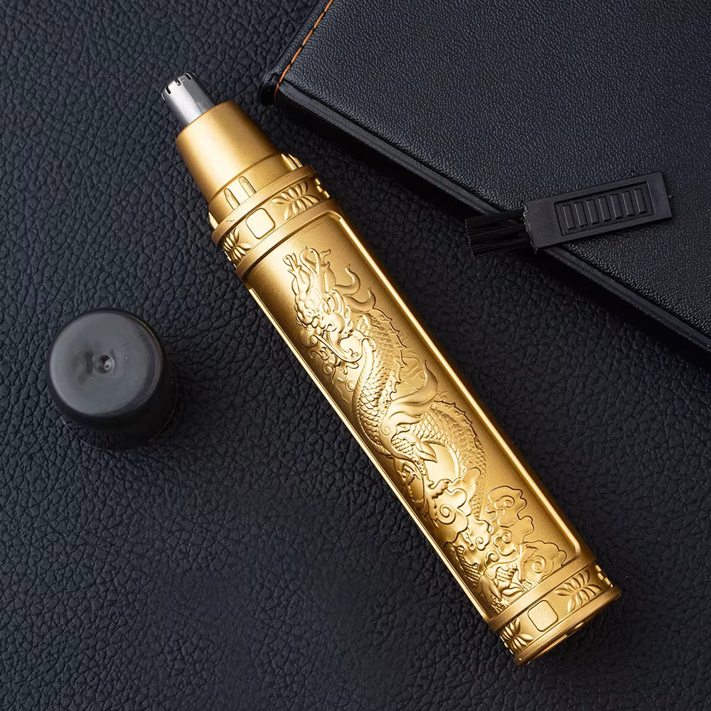 Golden Dragon & Phoenix Nose Hair Trimmer – Professional Nostril Hair Cutter – Waterproof Washable Blade Head – Compact & Portable Luxury Grooming for Men & Women