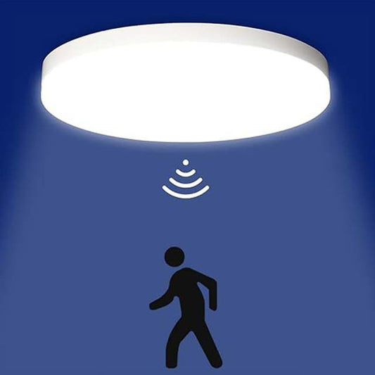 SHILOOK LED Ceiling Light with Motion Sensor – 15W, 4000K, IP44 Waterproof Round Ceiling Light for Hallway, Staircase, Porch, Garage, Carport, Balcony, Storage Room, Basement [Energy Class A+]