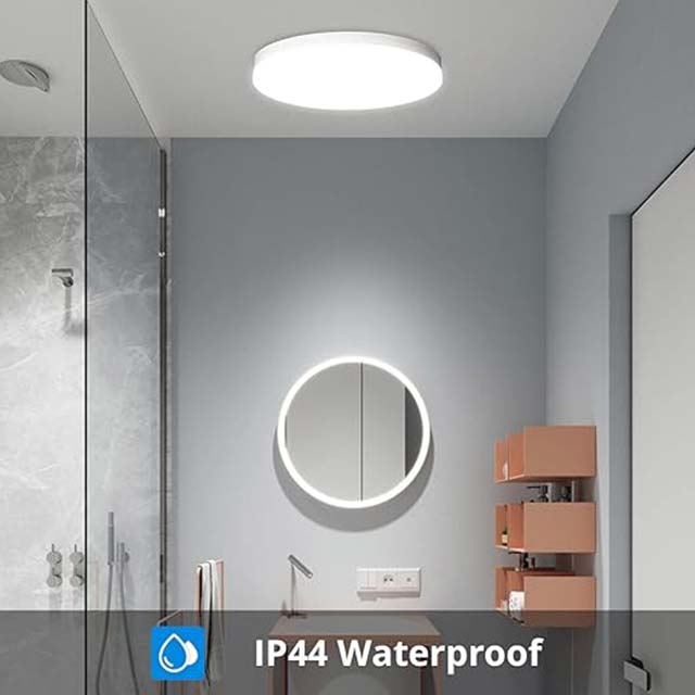 SHILOOK LED Ceiling Light with Motion Sensor – 15W, 4000K, IP44 Waterproof Round Ceiling Light for Hallway, Staircase, Porch, Garage, Carport, Balcony, Storage Room, Basement [Energy Class A+]