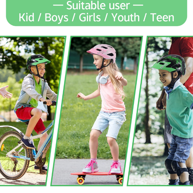 SIFVO Kids Bike Helmet with Visor – Adjustable & Lightweight Bicycle Helmet for Boys and Girls Ages 5-14 – Youth Cycling Helmet 50-57cm