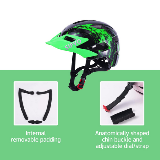Casque de vélo enfant SIFVO avec visière – Casque de vélo ajustable et léger pour garçons et filles de 5 à 14 ans – Casque de cyclisme junior 50-57 cm