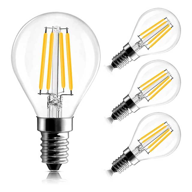 SYOSI E14 LED Filament Bulb – 4W Dimmable Golf Ball P45 Light, 6000K Cool White, Mini Globe Round Bulb, 40W Incandescent Equivalent, Small Edison Screw (SES) G45 Vintage Bulb