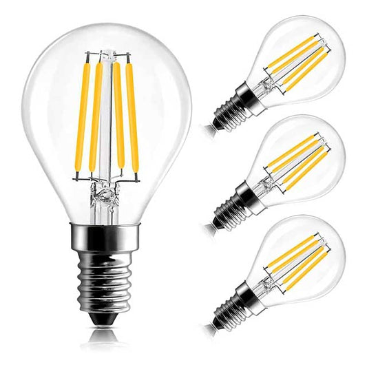 SYOSI E14 LED Filament Bulb – 4W Dimmable Golf Ball P45 Light, 6000K Cool White, Mini Globe Round Bulb, 40W Incandescent Equivalent, Small Edison Screw (SES) G45 Vintage Bulb