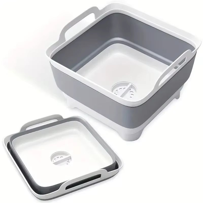 Seau pliant en silicone avec bouchon de vidange – Bassine portable pour le camping, la pêche et les pique-niques