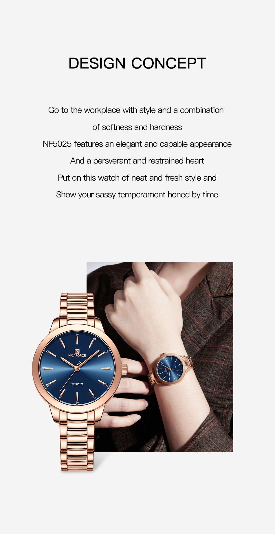 Montre femme NAVIFORCE en acier inoxydable (NF5025) 