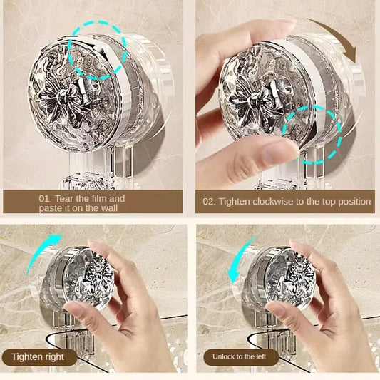 Light Glacier Pattern Shower Suction Cup Shelf – One-Second Installation Bathroom Basket – Rotating Vacuum Suction Storage Organizer (Small & Large)
