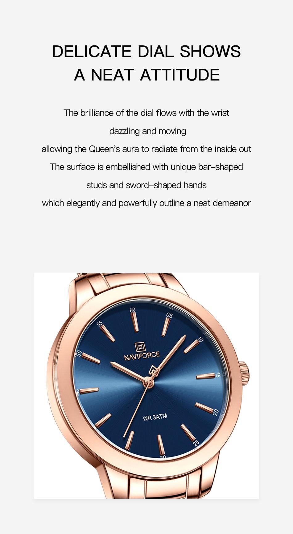 Montre femme NAVIFORCE en acier inoxydable (NF5025) 