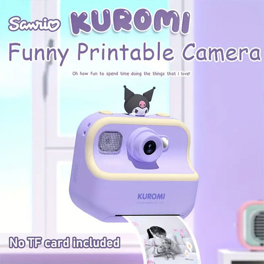 Sanrio Genuine Kurumi Cute Instant Camera – 2.5K HD, 2.4" Screen, 1500mAh, Type-C – Includes 3 Photo Papers, Hanging String & Watercolor Pen – Perfect Gift for Kids & Travel