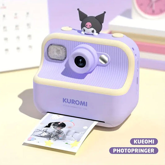 Sanrio Genuine Kurumi Cute Instant Camera – 2.5K HD, 2.4" Screen, 1500mAh, Type-C – Includes 3 Photo Papers, Hanging String & Watercolor Pen – Perfect Gift for Kids & Travel
