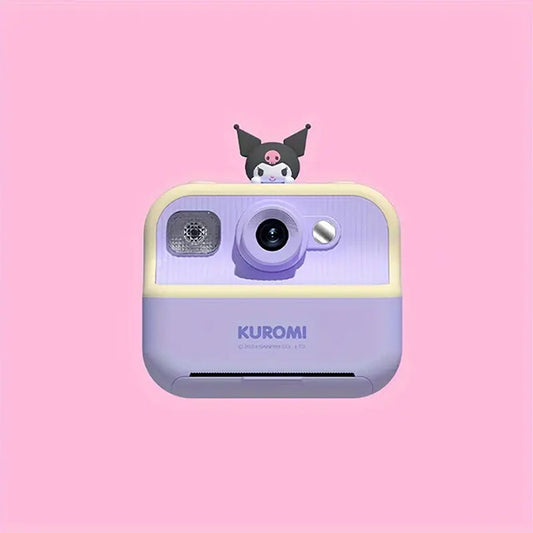 Sanrio Genuine Kurumi Cute Instant Camera – 2.5K HD, 2.4" Screen, 1500mAh, Type-C – Includes 3 Photo Papers, Hanging String & Watercolor Pen – Perfect Gift for Kids & Travel