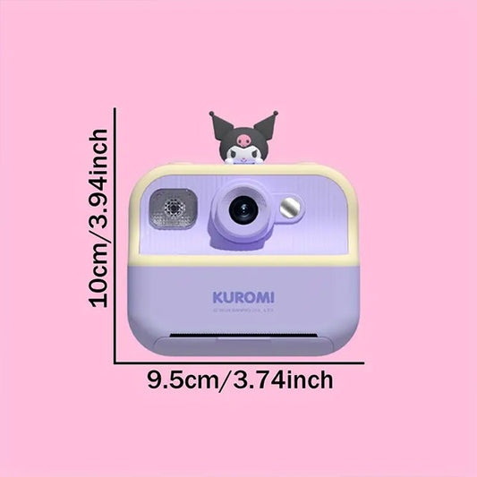 Sanrio Genuine Kurumi Cute Instant Camera – 2.5K HD, 2.4" Screen, 1500mAh, Type-C – Includes 3 Photo Papers, Hanging String & Watercolor Pen – Perfect Gift for Kids & Travel