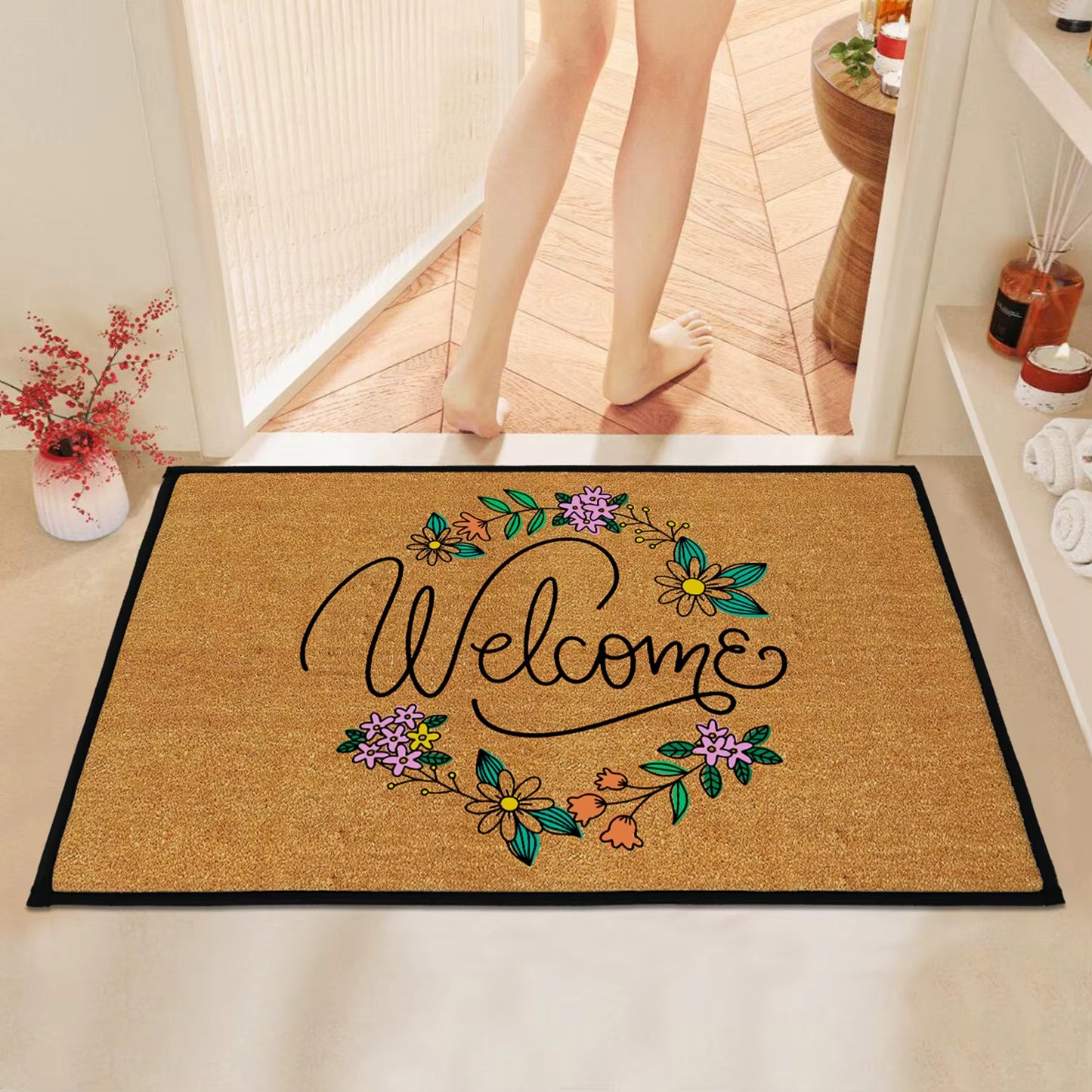(40*60CM)  Premium Crystal Velvet Door Mat – Non-Slip Absorbent Bathroom Rug, Machine Washable Floor Mat for Balcony, Entryway, and Home Decor