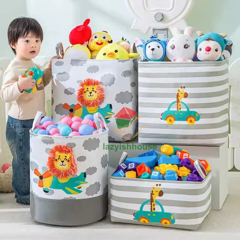Panier de rangement pliant en lin de qualité supérieure – Organisateur décoratif en tissu avec poignées renforcées – Bac minimaliste pour armoire et dressing, idéal pour jouets, linge et fournitures de bureau – Formes carrée et cylindrique
