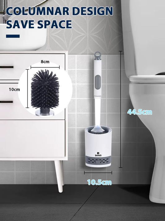 Water Spray Silicone Toilet Brush – 40cm Long Handle Refillable Scrubber – Wall-Mounted Breathable TPR Brush for Deep WC Cleaning
