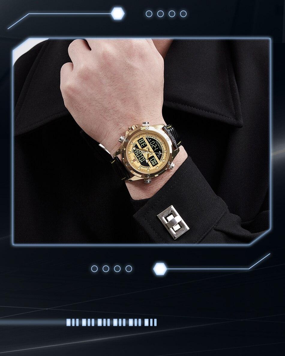 Montre homme NAVIFORCE Digitale x Analogique en cuir noir (NF9194) 