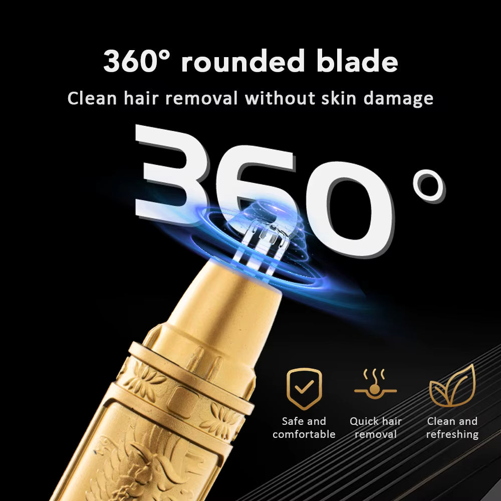 Golden Dragon & Phoenix Nose Hair Trimmer – Professional Nostril Hair Cutter – Waterproof Washable Blade Head – Compact & Portable Luxury Grooming for Men & Women