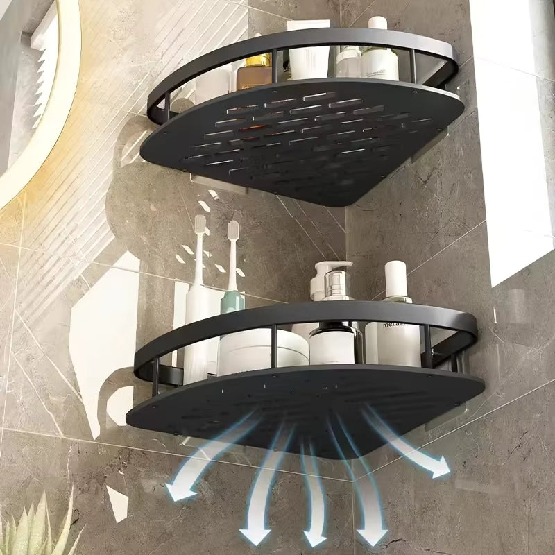Étagère de Douche d'Angle à Tension en Acier Inoxydable – Organiseur de Salle de Bain Mural pour Articles de Toilette et Accessoires