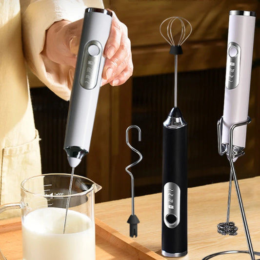 USB Rechargeable Electric Milk Frother – Handheld Coffee Mixer, Milk Foamer & Egg Beater