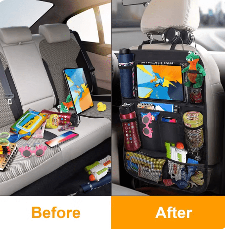 Organisateur de siège arrière de voiture avec support pour tablette – Poche de rangement automatique et protection de voyage