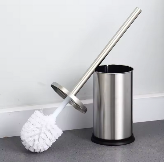 Stainless Steel Toilet Brush with Holder – Long Handle WC Cleaner Brush