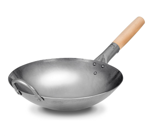 Classic Stir-Fry Wok – Handcrafted Carbon Steel with Dual Support Handles