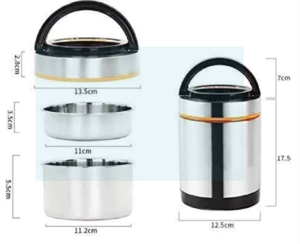 Bouteille alimentaire isotherme en acier inoxydable de 1,9 L – Boîte à déjeuner thermique portable avec poignée de transport et conservation de la chaleur