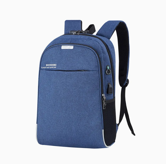 Anti-Theft Laptop Backpack with USB Charging Port, Headphone Jack & Combination Lock – Reflective Night Safety College Business Backpack ( BLUE)