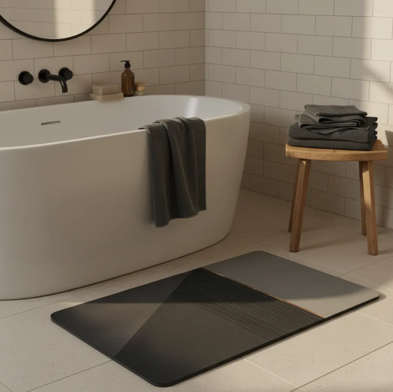 Rectangular Absorbent Anti Slip Rubber Quick Dry Bath Mat (EGM055)