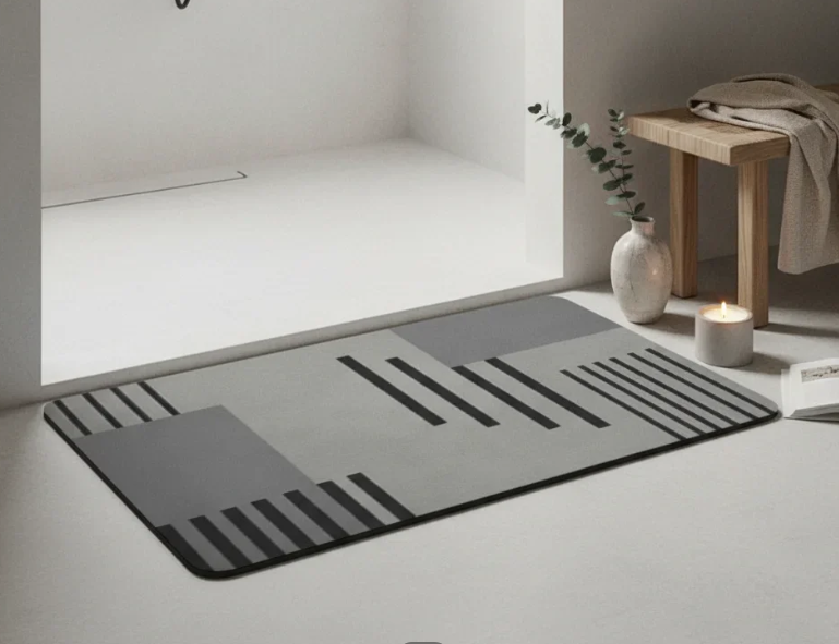 40*60cm Rectangular Absorbent Anti Slip Rubber Quick Dry Bath Mat (EGM056)