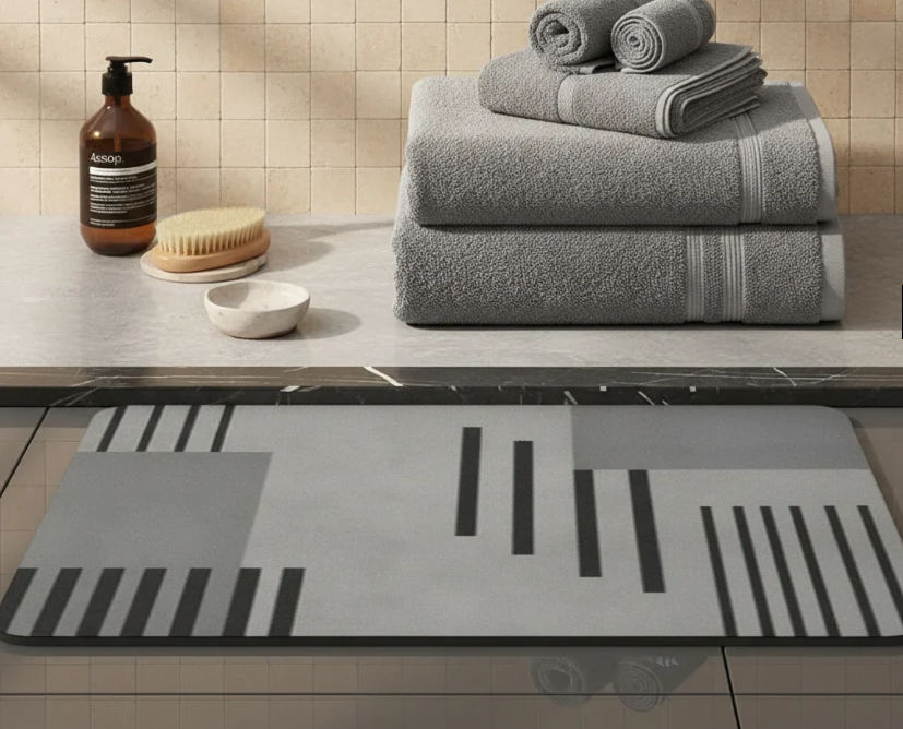 40*60cm Rectangular Absorbent Anti Slip Rubber Quick Dry Bath Mat (EGM056)