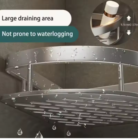 Étagère de Douche d'Angle à Tension en Acier Inoxydable – Organiseur de Salle de Bain Mural pour Articles de Toilette et Accessoires