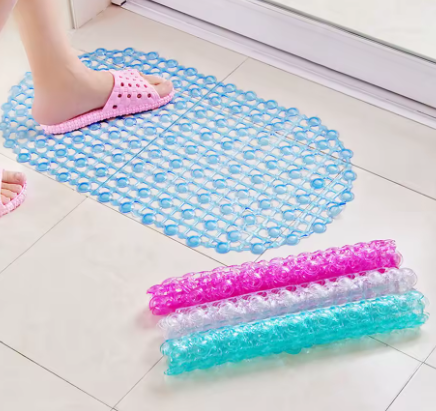 Pebble Frosted Anti-Slip Shower Mat – Anti-Mold Bathroom Mat with Foot Massager – Suction Cup Drainage Safety Mat (White/Blue/Pink/Green)