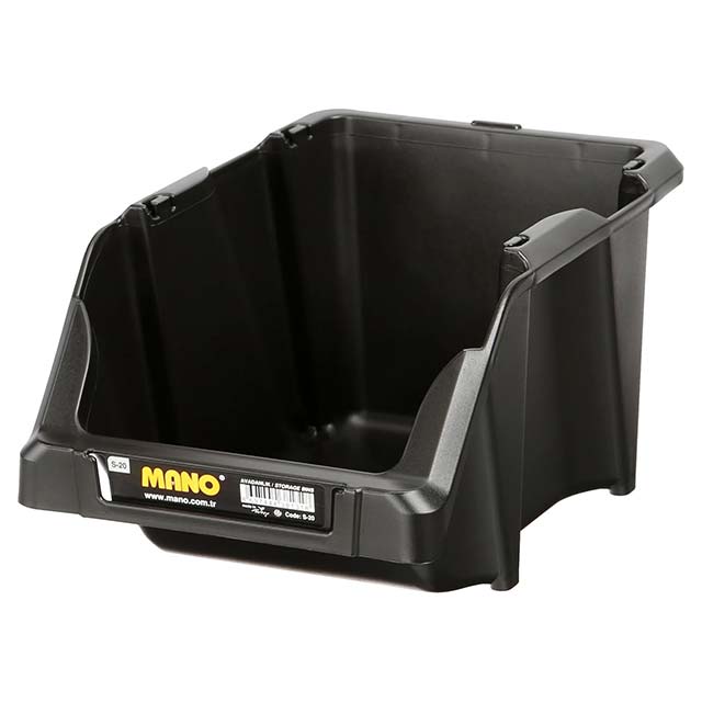 Screw BK 20 Black Stacking Box – 1 Piece Durable, Space-Saving Storage Solution