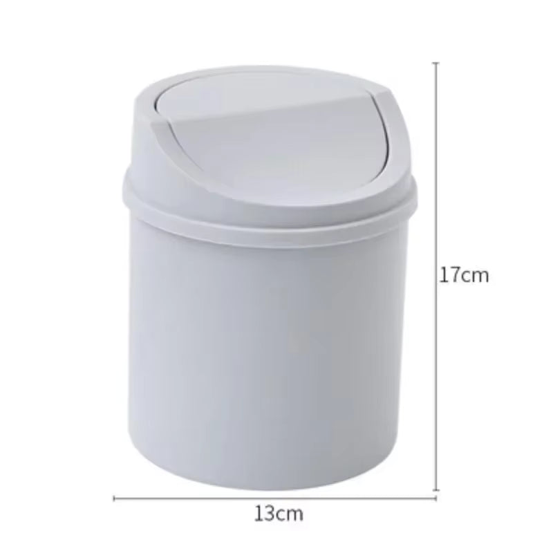 Mini Desktop Trash Can with Press-Top Lid – Small Portable Waste Bin for Bedroom, Office, and Vanity – Sleek Workspace Garbage Tube & Storage Box