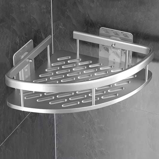 Stainless Steel Tension-Mounted Shower Caddy – Wall Corner Bathroom Shelf Organizer for Toiletries & Accessories”