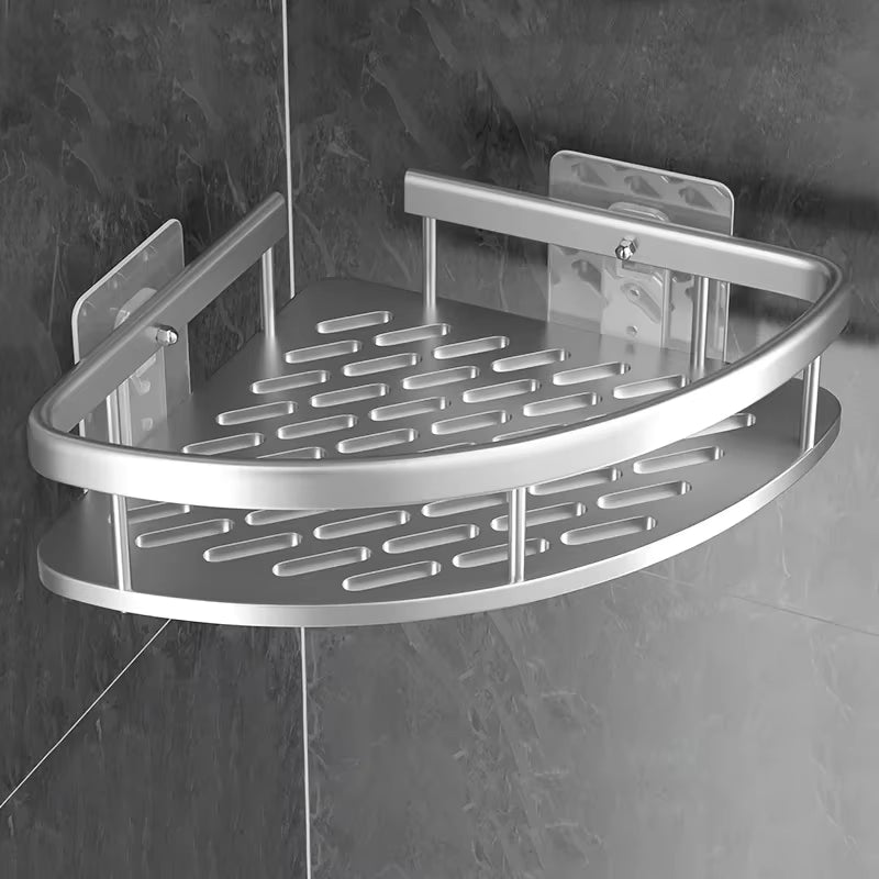Étagère de Douche d'Angle à Tension en Acier Inoxydable – Organiseur de Salle de Bain Mural pour Articles de Toilette et Accessoires